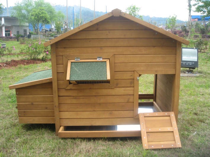 Kippenhok Bungalow - Bruin - Links