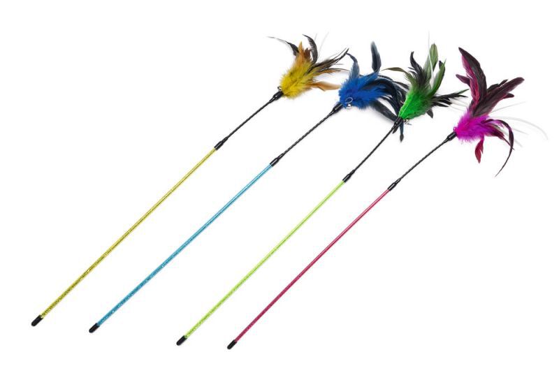 Beeztees Hengel Gekleurde veren - Kattenspeeltje