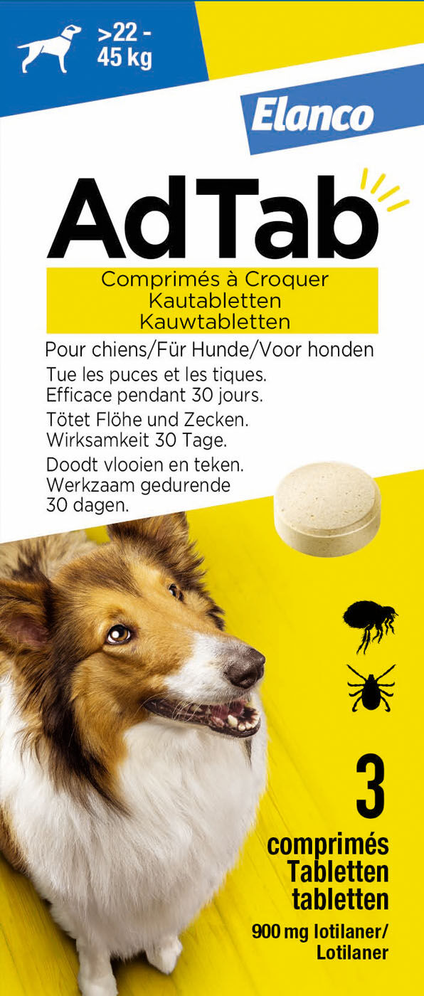 AdTab Kauwtablet - Anti Vlooien en teken - Hond - 3 Stuks - L