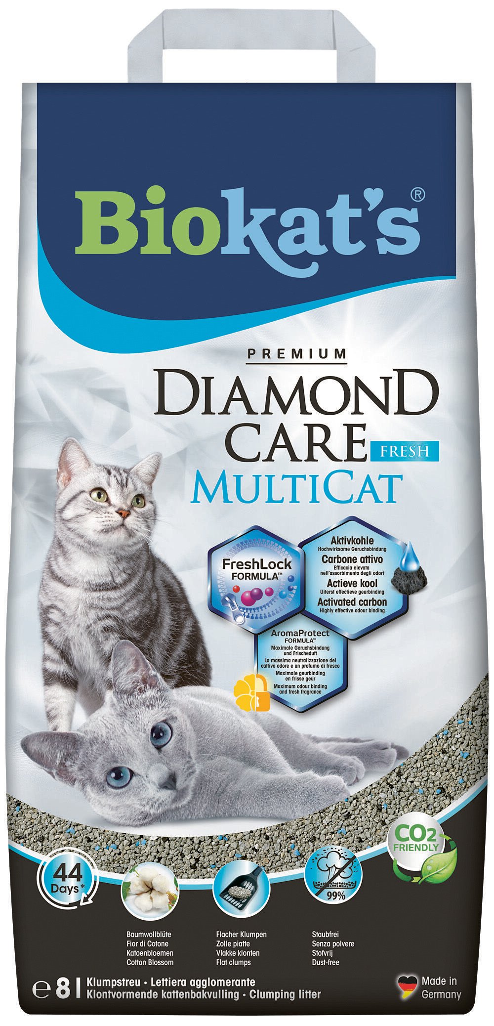 Biokat's Diamond Care MultiCat - Kattenbakvulling - Fijn - 8 Liter