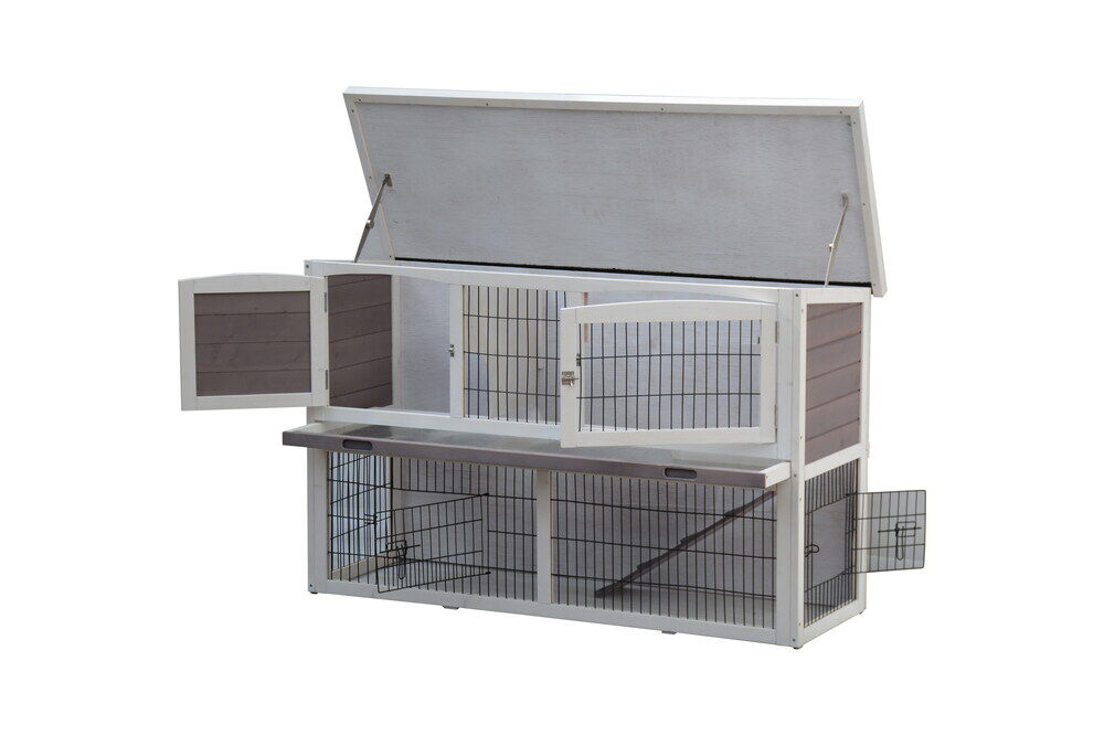 Konijnenhok Bigfoot - Grijs/Wit - 85x137x50 cm