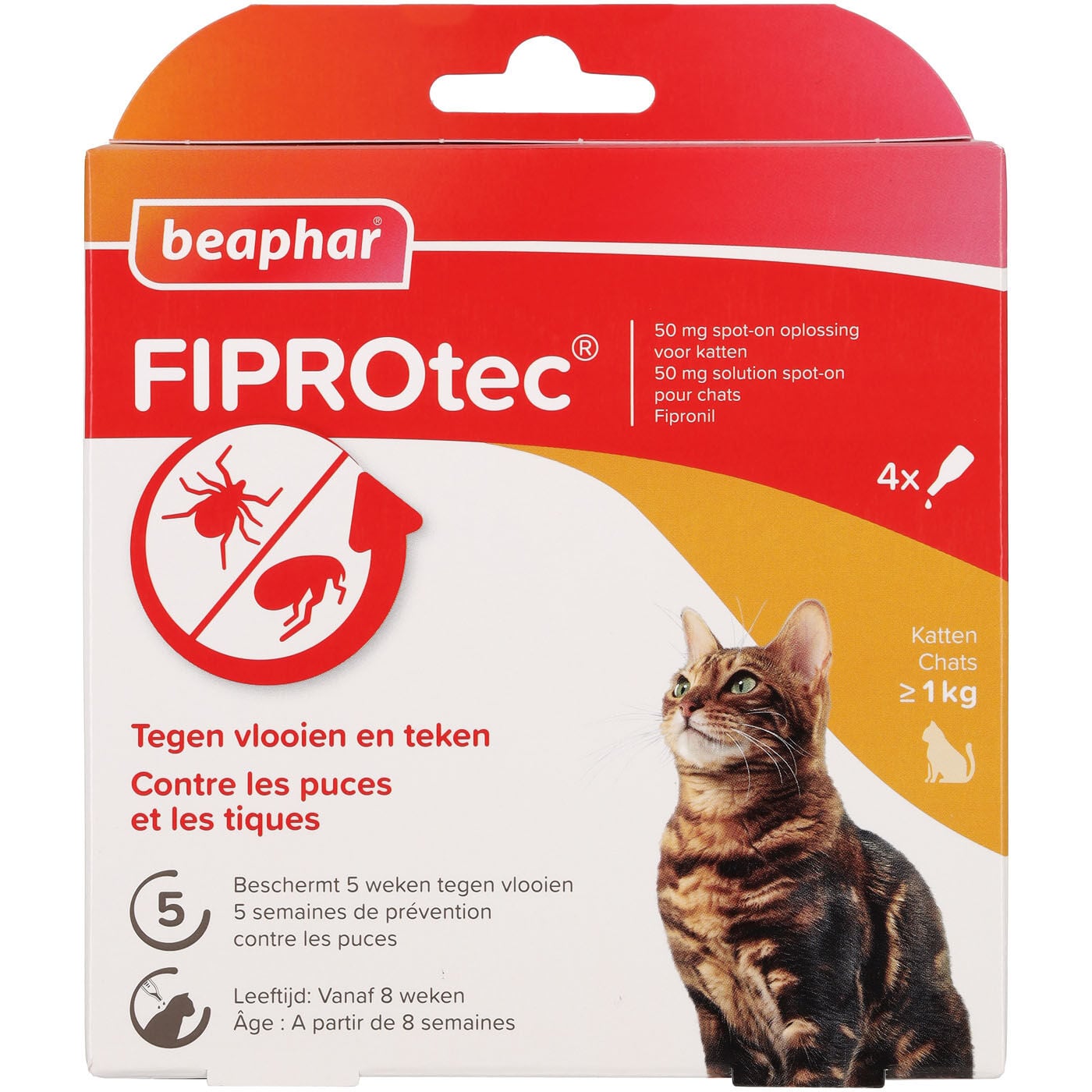 Beaphar Fiprotec Kat 3+1 - Vlooien- en tekenmiddel - 4 Stuks Beaphar Fiprotec Kat 3+1 - Vlooien- en tekenmiddel - 4 Stuks
