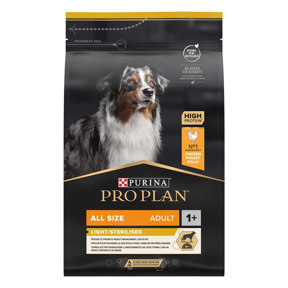 PRO PLAN Light/Sterilised Adult All Size - Hondenvoer - 3 Kilogram - kip PRO PLAN Light/Sterilised Adult All Size - Hondenvoer - 3 Kilogram - kip