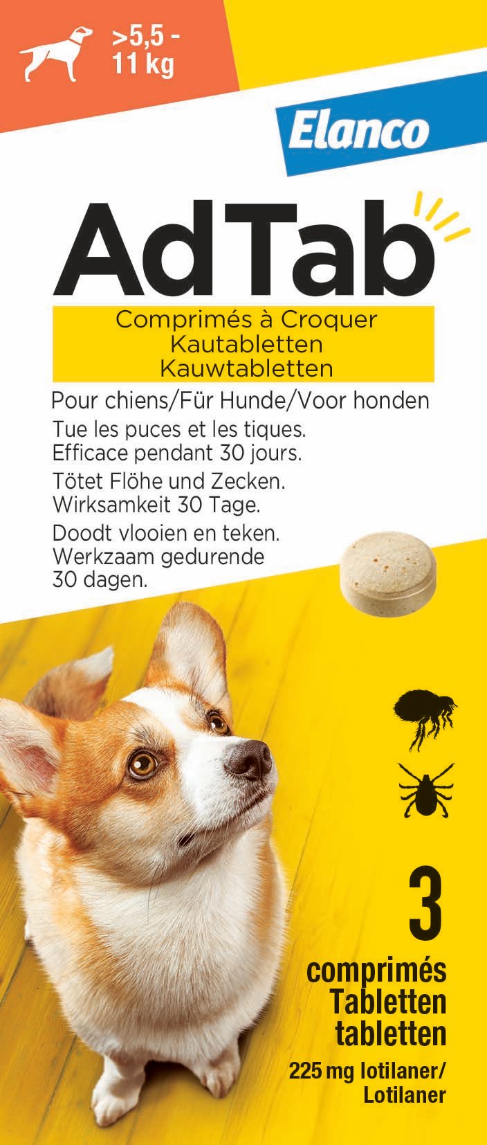 AdTab Kauwtablet - Anti Vlooien en teken - Hond - 3 Stuks - S AdTab Kauwtablet - Anti Vlooien en teken - Hond - 3 Stuks - S