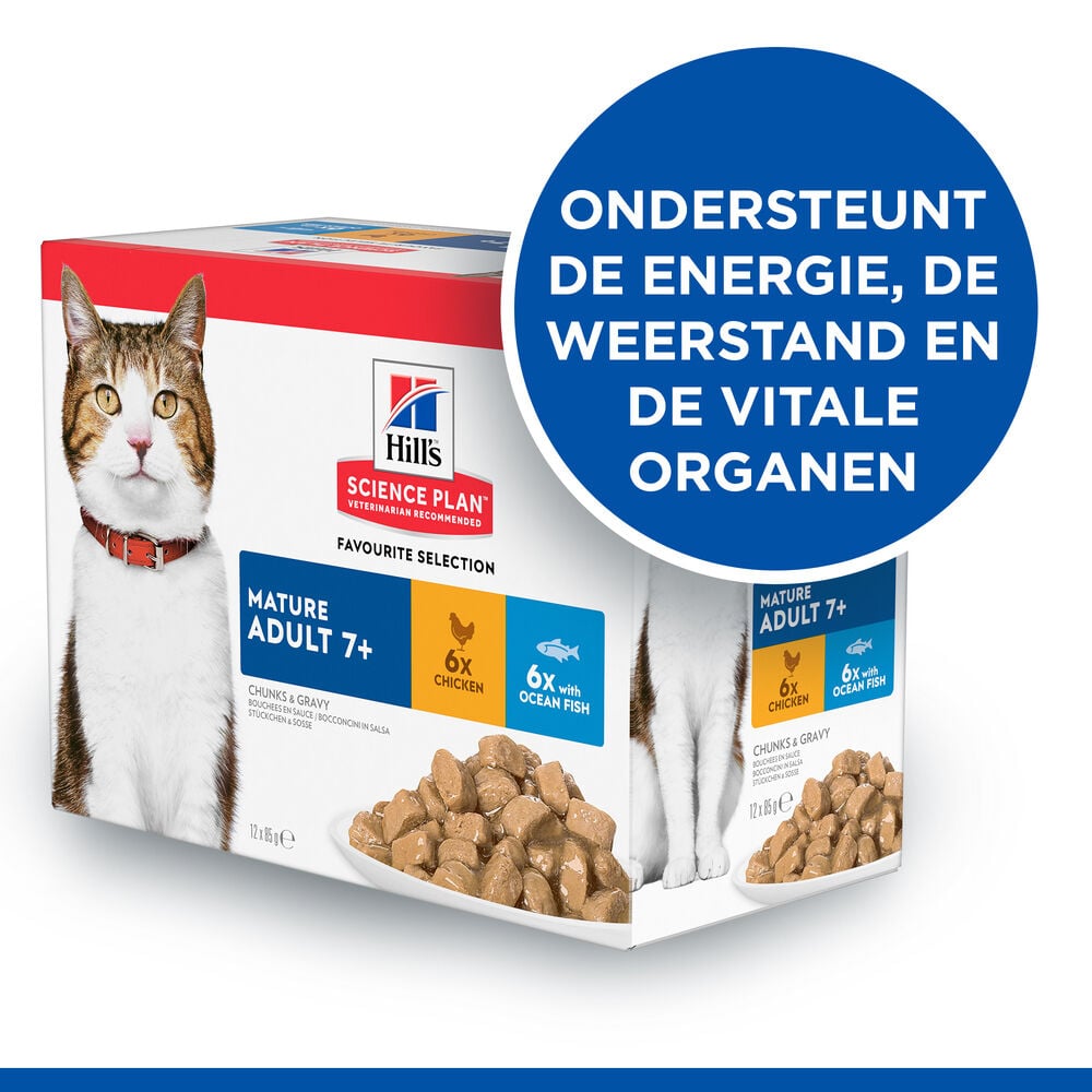 Hill's Science Plan Senior - Kattenvoer - 12x85 gram - 1020 Gram - vis, kip