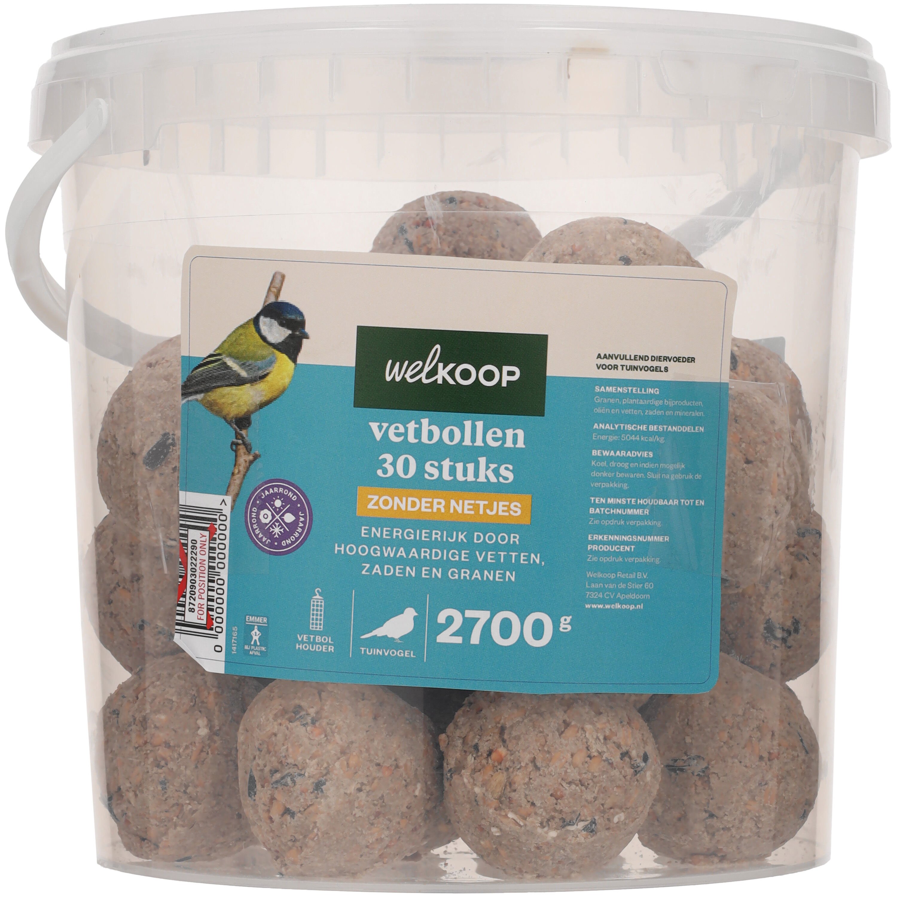 Welkoop - Vetbollen zonder netje in emmer - Tuinvogelvoer