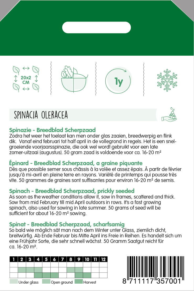 Hortitops Spinazie Spinacia oleracea Breedblad Scherpzaad,Zomer - Spinazie - 50 Gram