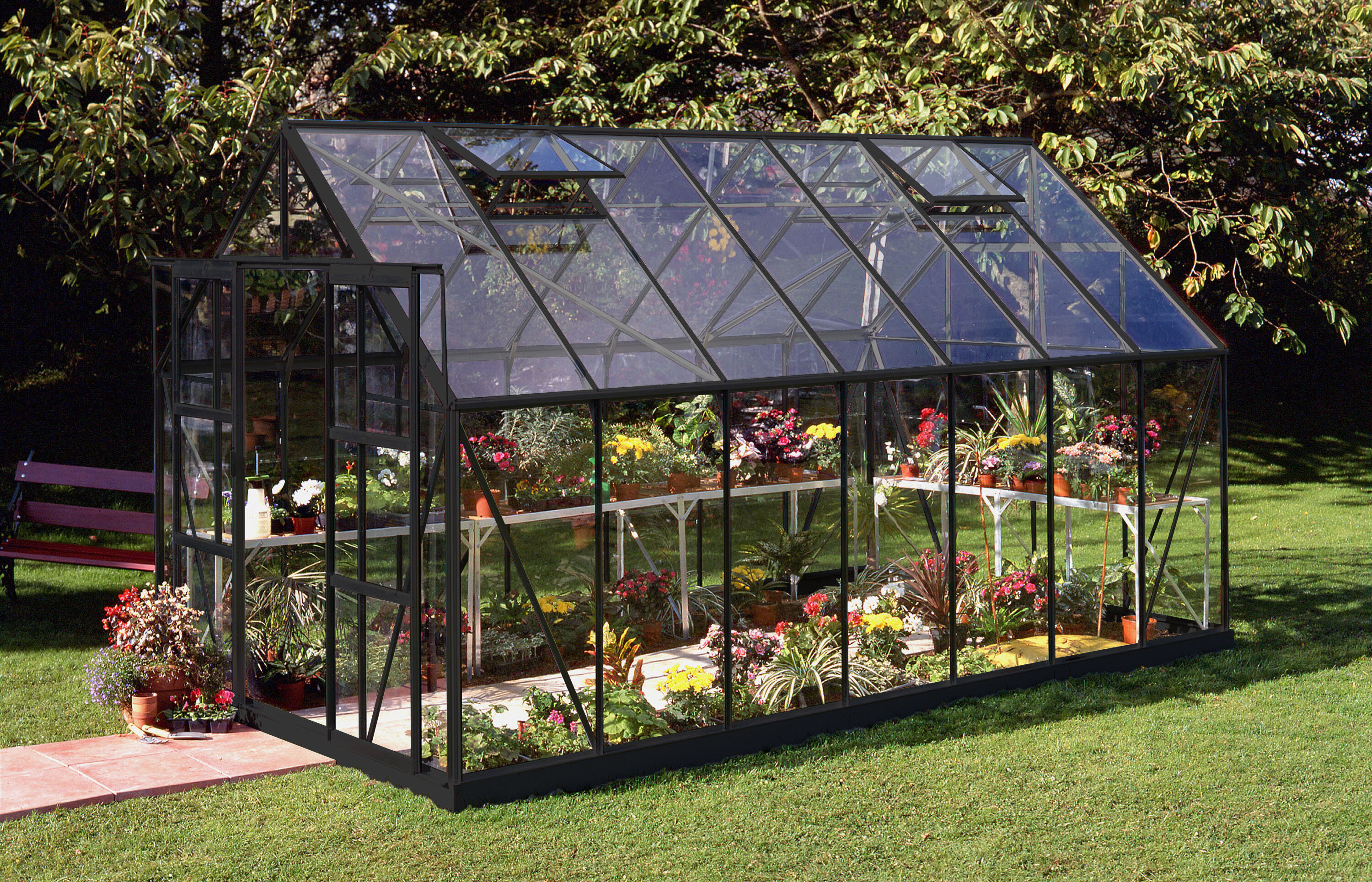 Halls Greenhouses Magnum 148 - Tuinkas - Zwart - 258x257x446 cm - Veiligheidsglas