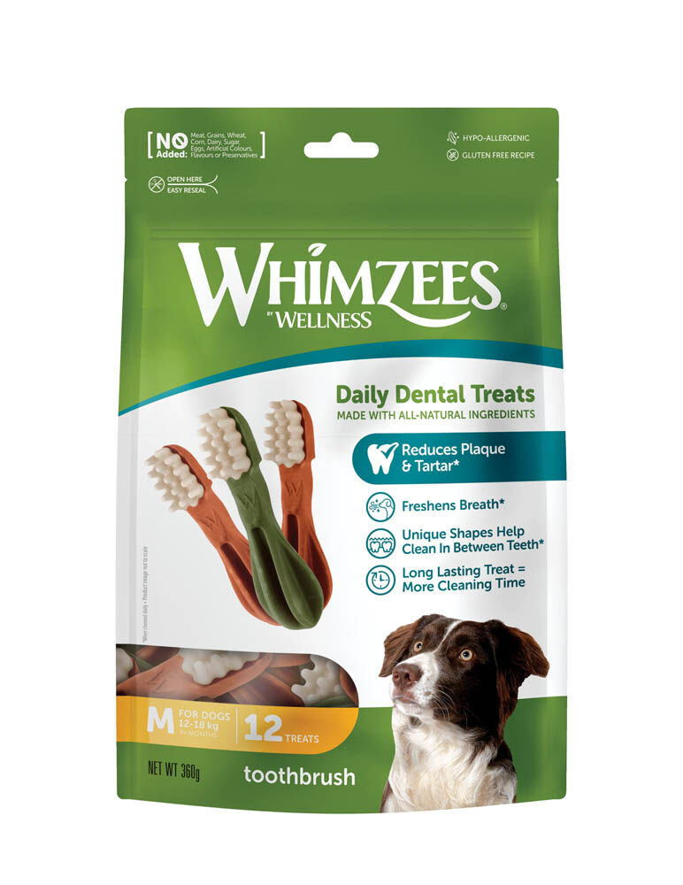 Whimzees Tandenborstel - Hondensnack - 12 Stuks - plantaardig - M Whimzees Tandenborstel - Hondensnack - 12 Stuks - plantaardig - M