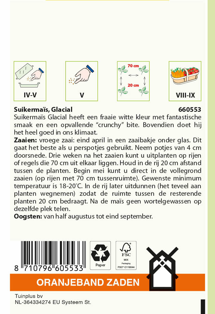 Oranjeband zaden Suikermais  Glacial - Groentezaden