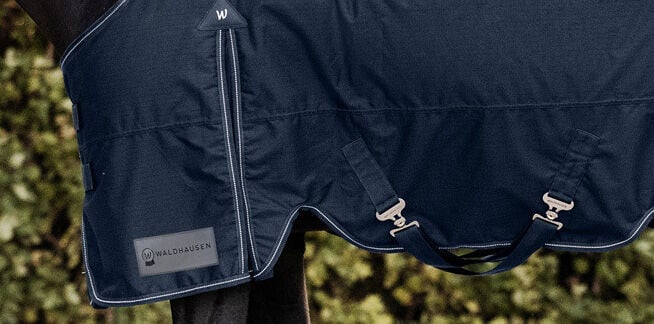 Waldhausen Arctic Hoge nek 200 gr - Winterdeken - Paardendeken - Blauw - 125/175