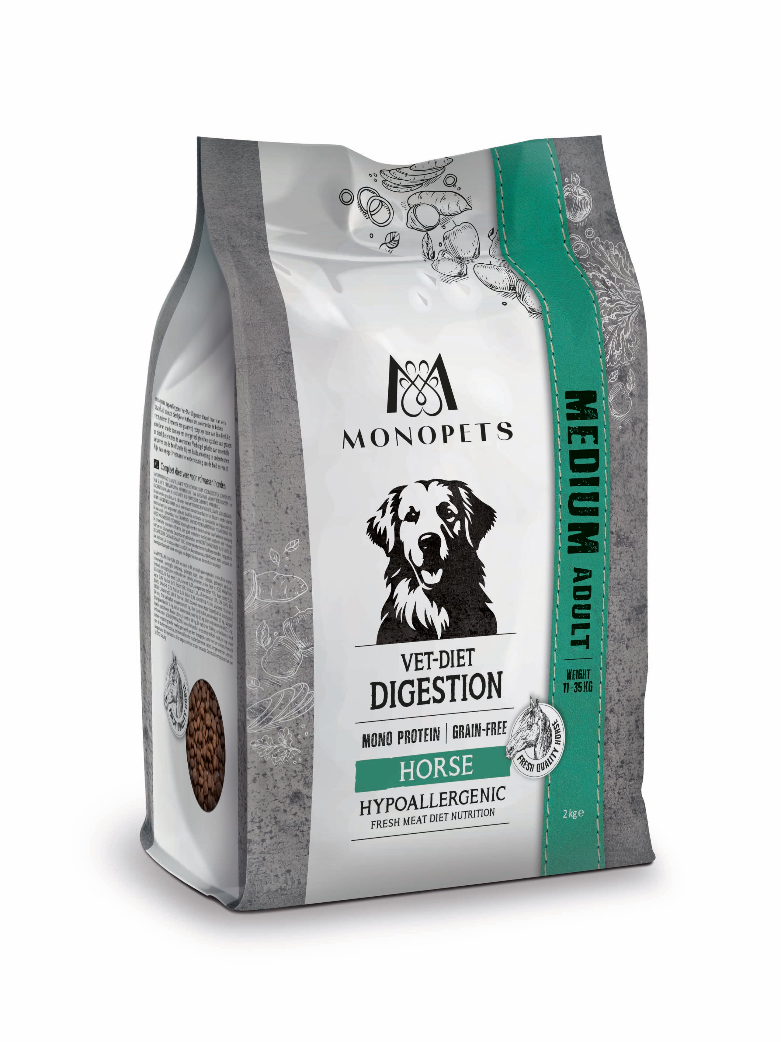 Monopets Medium Vet-Diet Digestion Hypoallergeen Monoprotein - Hondenvoer - 12 Kilogram - paard Monopets Medium Vet-Diet Digestion Hypoallergeen Monoprotein - Hondenvoer - 12 Kilogram - paard