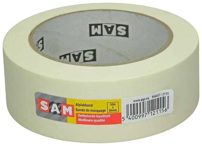 SAM 50m x 38 mm - Afplaktape - 11x11x3.8 cm - Wit - 4.1 cm