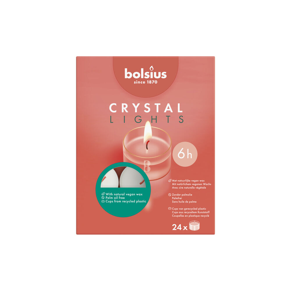 Bolsius Crystal Lights 6u - Waxinelichtjes - 16.2 cm - Wit Bolsius Crystal Lights 6u - Waxinelichtjes - 16.2 cm - Wit