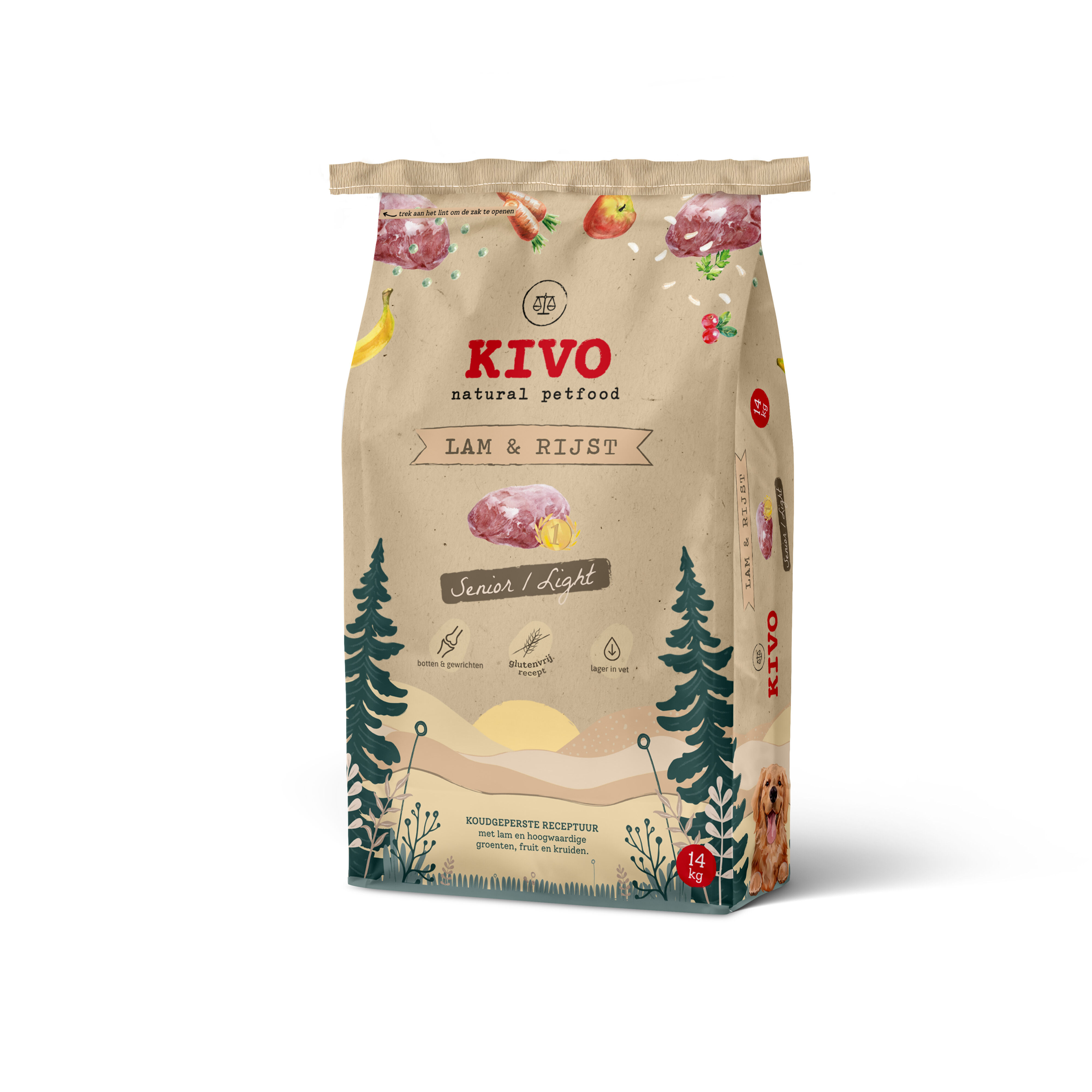 Kivo Senior Light - Hondenvoer - Glutenvrij - 14 Kilogram Kivo Senior Light - Hondenvoer - Glutenvrij - 14 Kilogram