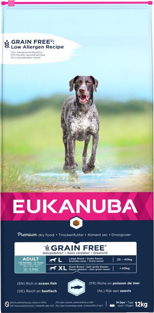 Eukanuba Adult Large breed Graanvrij - Hondenvoer - 12 Kilogram - vis Eukanuba Adult Large breed Graanvrij - Hondenvoer - 12 Kilogram - vis