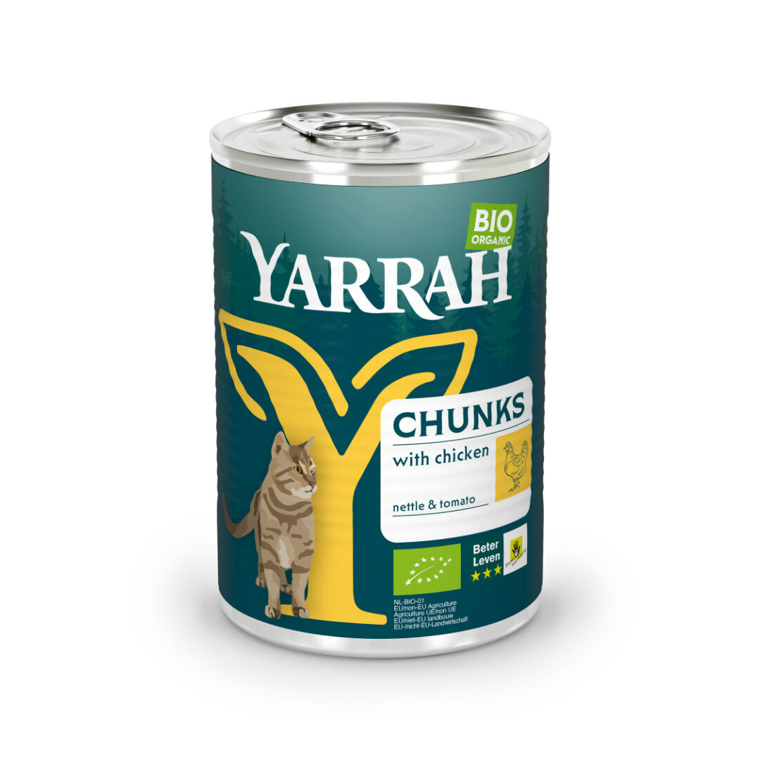 Yarrah Bio Organic Chunks - Kattenvoer - 405 Gram - kip, kip Yarrah Bio Organic Chunks - Kattenvoer - 405 Gram - kip, kip
