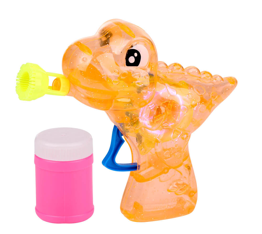 Eddy Toys Dino met licht - Bubbelpistool - Oranje - 17x4.5x24 cm