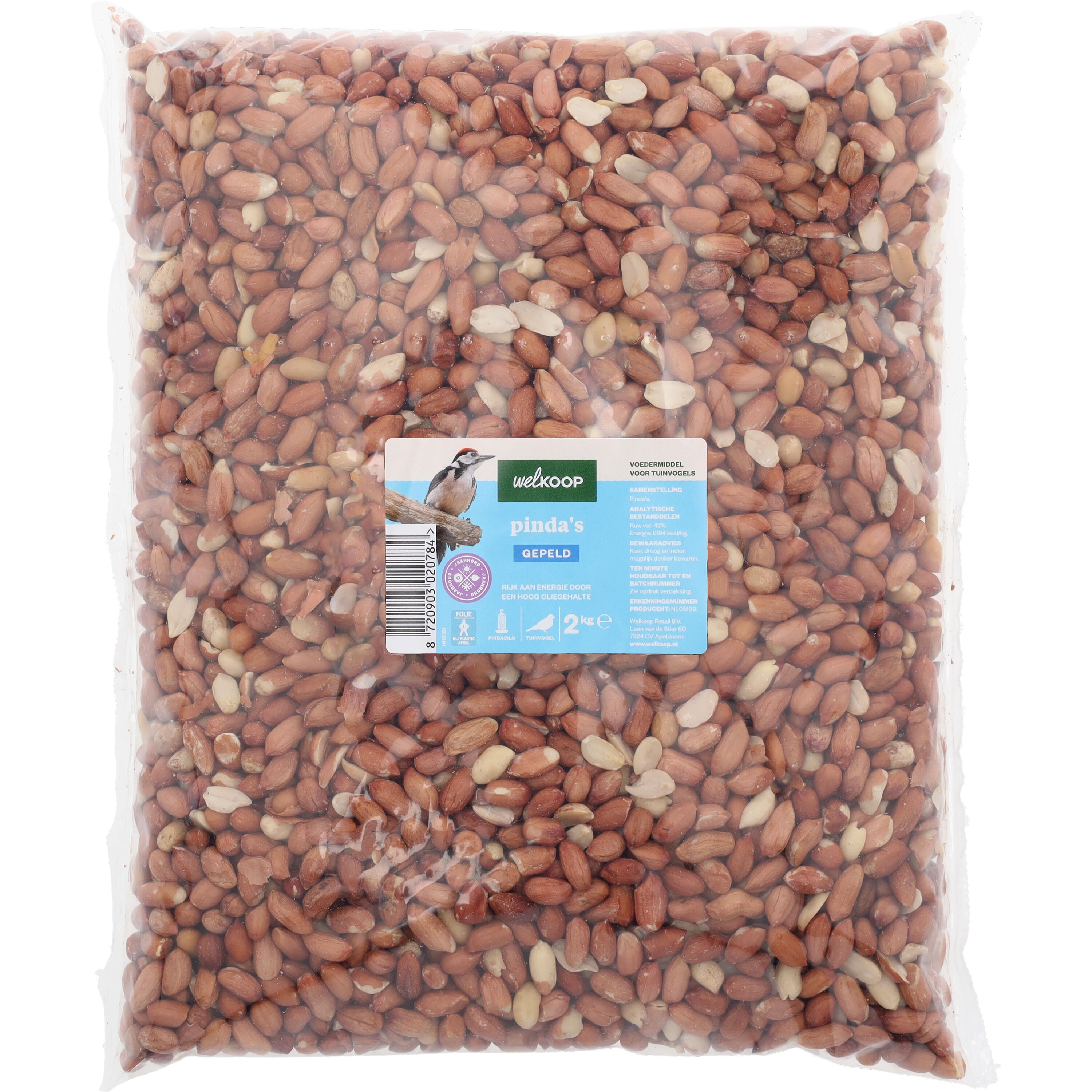 Welkoop Gepelde Pinda's - Tuinvogelvoer - 2 Kilogram - Gepelde pinda