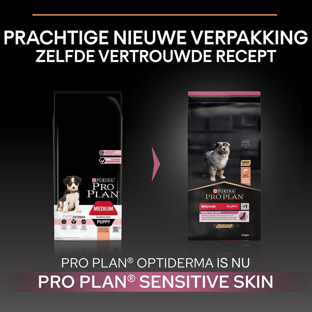 PRO PLAN Sensitive Skin Puppy Medium - Hondenvoer - 12 Kilogram - zalm