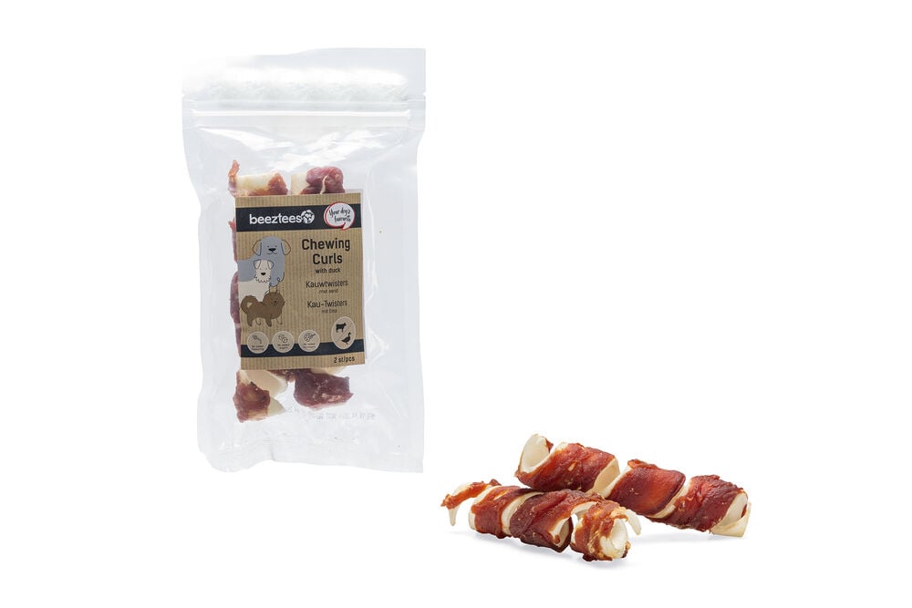 Beeztees Kauwtwister - Hondensnack - 2 Stuks - eend, rund - S Beeztees Kauwtwister - Hondensnack - 2 Stuks - eend, rund - S