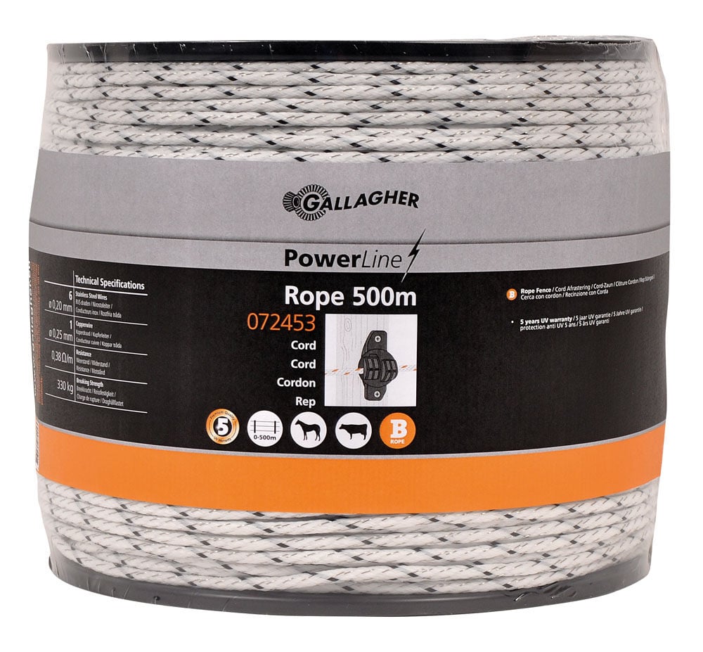 Gallagher Powerline Cord - Geleiders - 31.7 cm - 500 Meter - Wit - 22 cm - 50000 cm Gallagher Powerline Cord - Geleiders - 31.7 cm - 500 Meter - Wit - 22 cm - 50000 cm