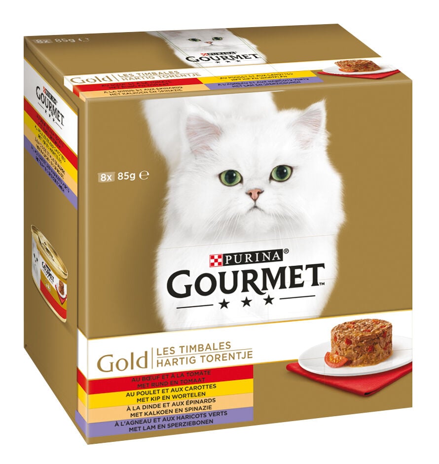 Gourmet Gold Hartig Torentje Multipack - Kattenvoer - 8x85 gram - 680 Gram - rund Gourmet Gold Hartig Torentje Multipack - Kattenvoer - 8x85 gram - 680 Gram - rund