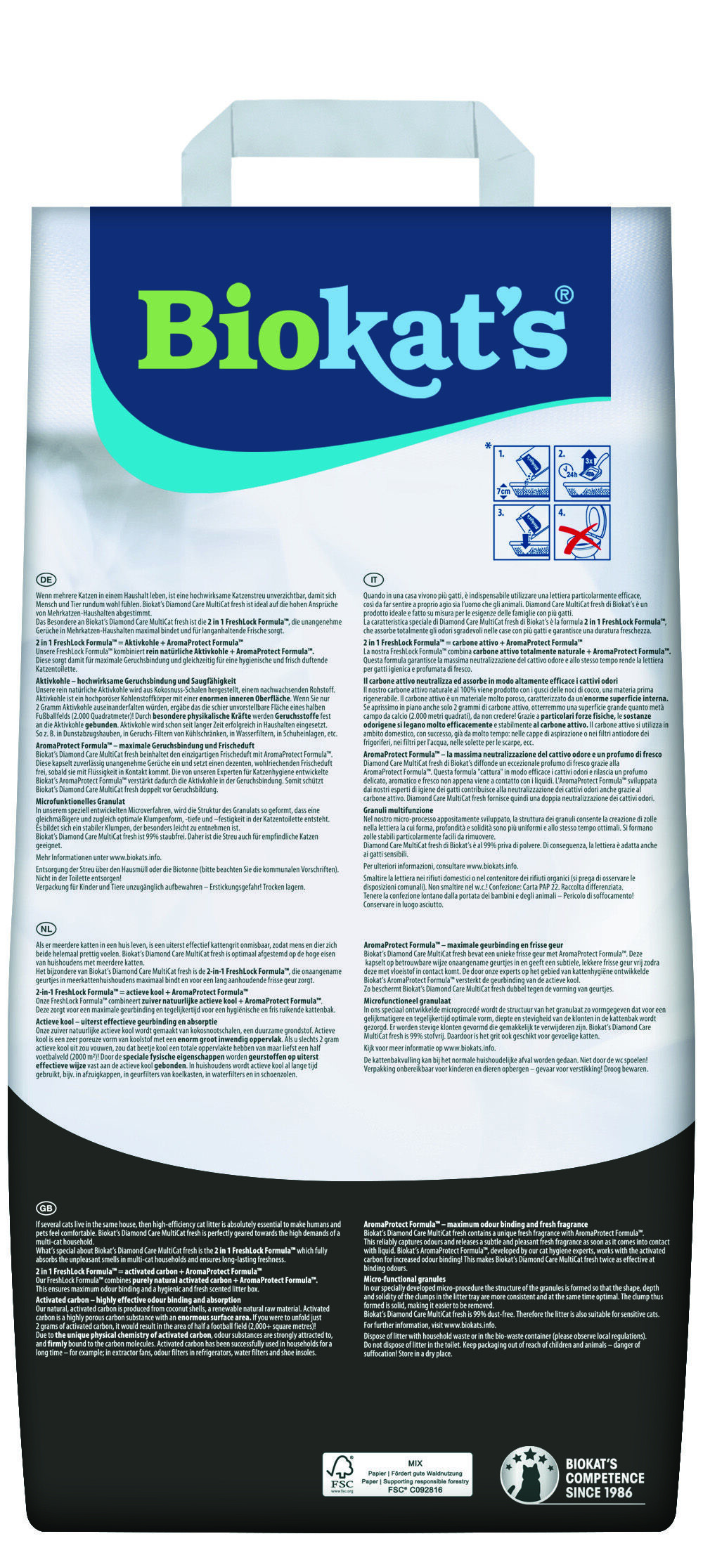Biokat's Diamond Care MultiCat - Kattenbakvulling - Fijn - 8 Liter