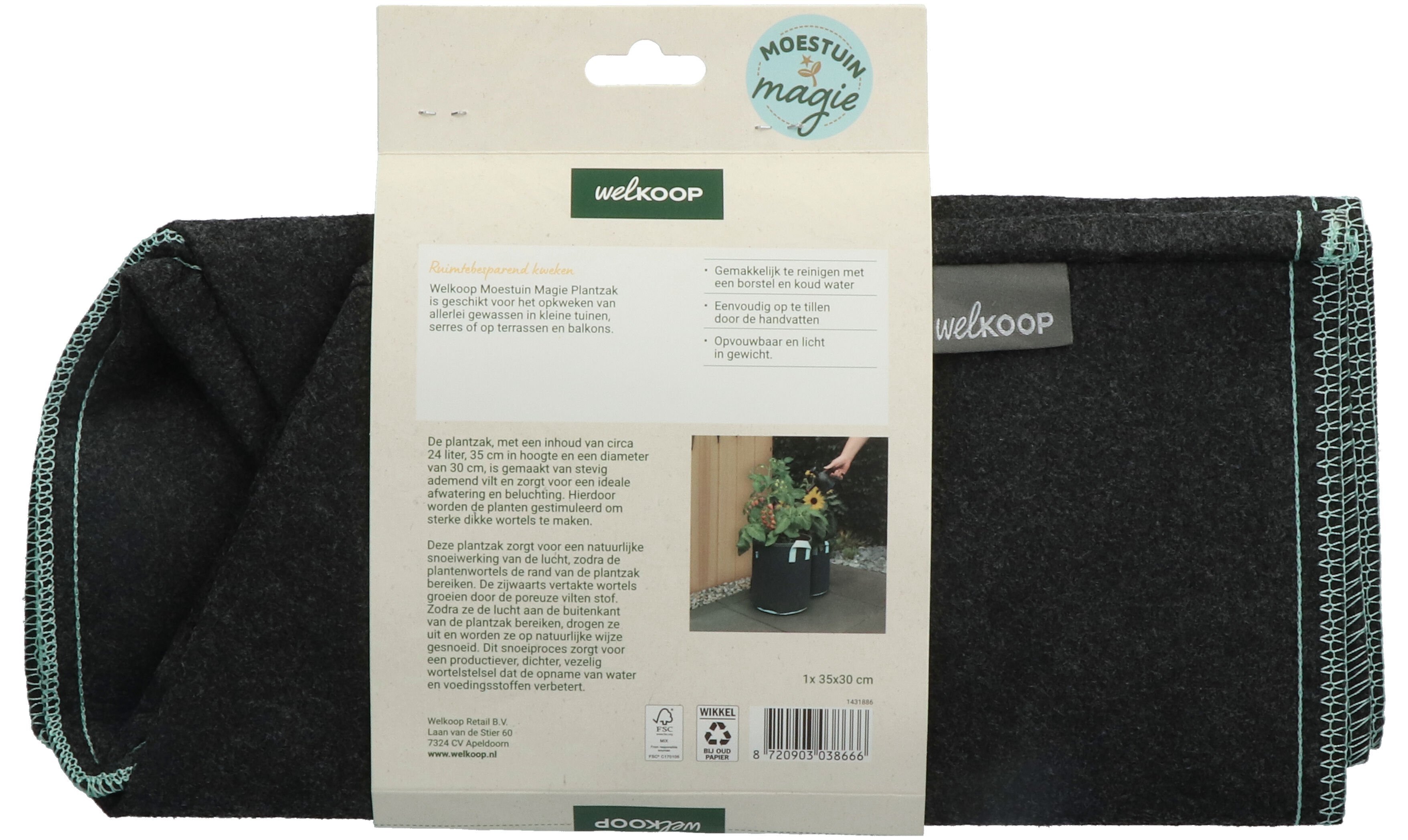 Welkoop Moestuin Magie - Plantzak - Zwart - 22x40x8 cm