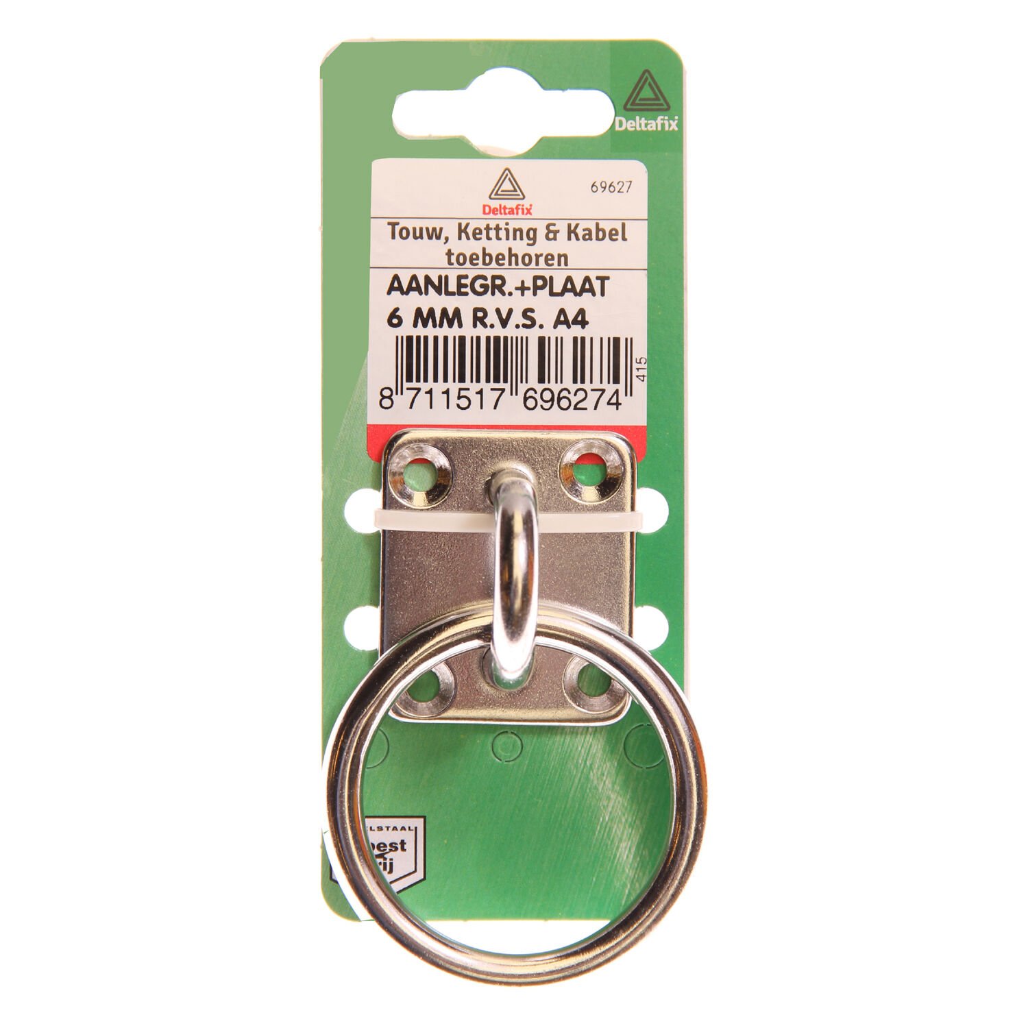 Deltafix 8mm RVS - Aanlegring op plaat - 0.8 cm