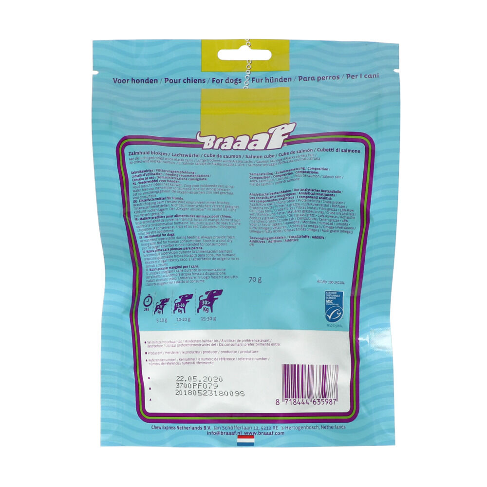 Braaaf Cubes - Hondensnack - 70 Gram - zalm