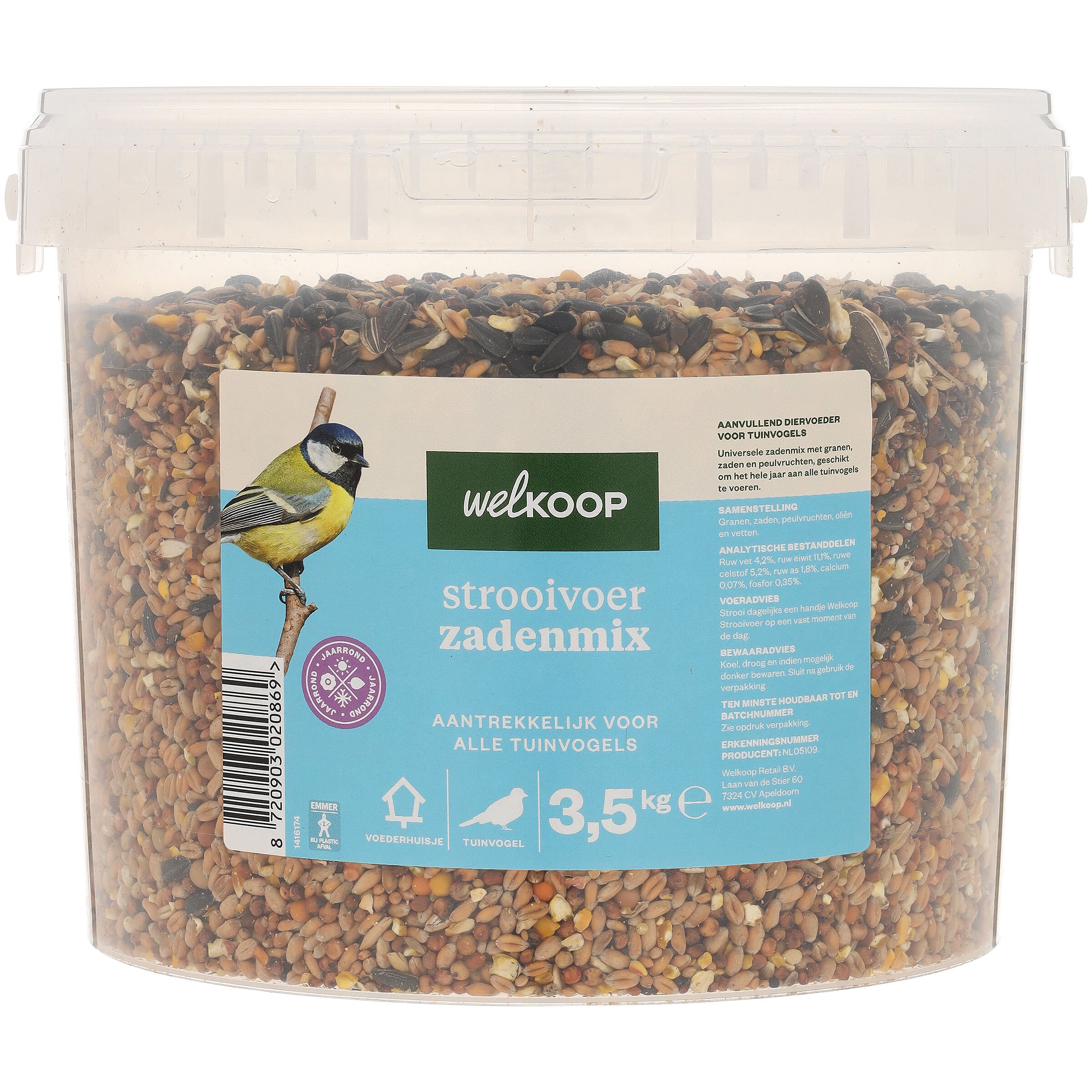 Welkoop - Strooivoer met Zaden - Tuinvogelvoer - in Emmer - 3.5 Kilogram - Zadenmix Welkoop - Strooivoer met Zaden - Tuinvogelvoer - in Emmer - 3.5 Kilogram - Zadenmix