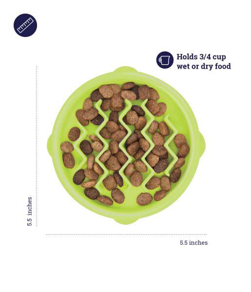 Petstages Kitty Slow Feeder - Anti Schrokbak - Groen