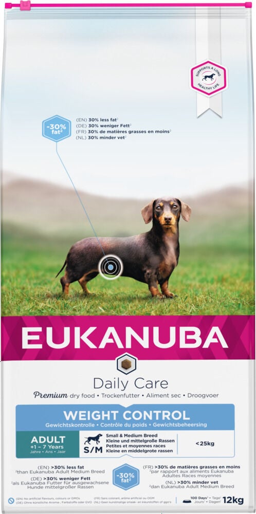 Eukanuba Daily Care Weight control small-medium - Hondenvoer - 12 Kilogram - kalkoen, kip Eukanuba Daily Care Weight control small-medium - Hondenvoer - 12 Kilogram - kalkoen, kip