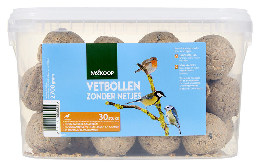 Welkoop Vetbollen zonder netje in emmer - Tuinvogelvoer - 30 Stuks - original Welkoop Vetbollen zonder netje in emmer - Tuinvogelvoer - 30 Stuks - original