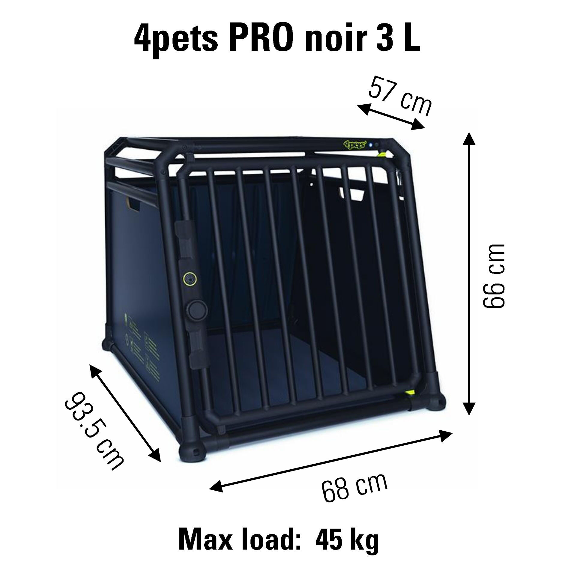 4Pets Pro Noir 3 - Autobench - Zwart - 9893.5x8568x66 cm - L