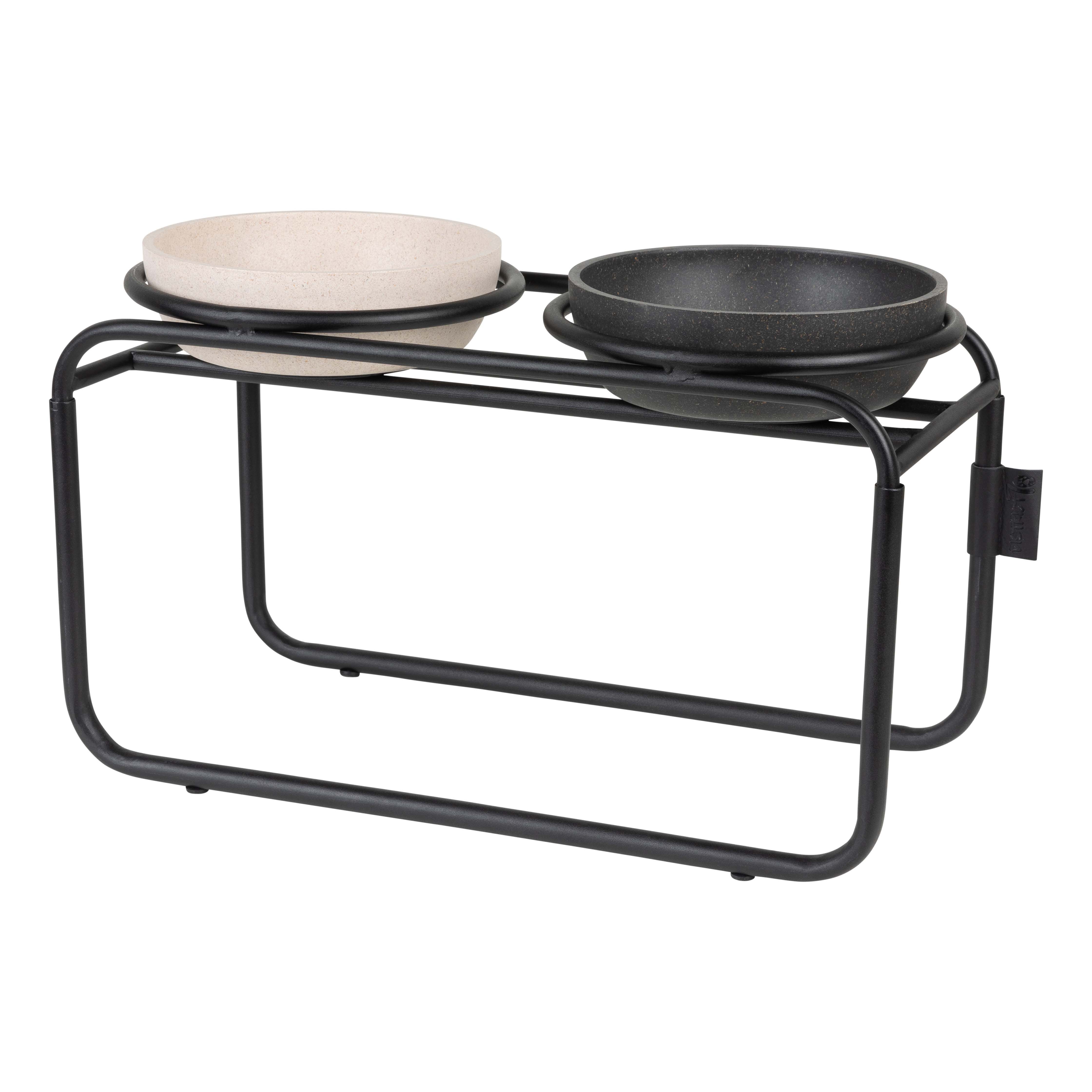 District 70 Butler Metaal - Dinerset - Voerbakstandaard Hond - Zwart - Medium