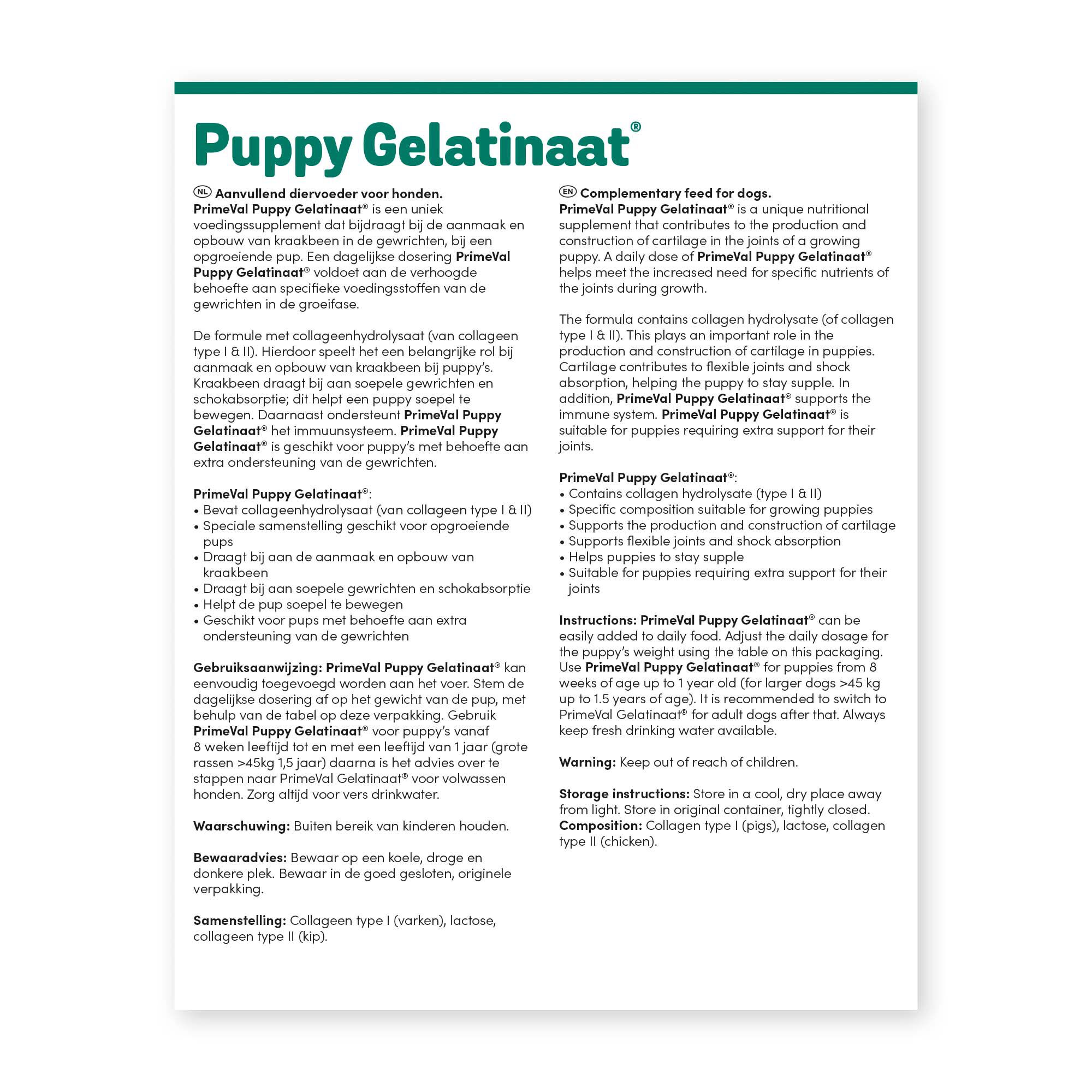 Primeval Gelatinaat Puppy - Voedingssupplement - 350 Gram