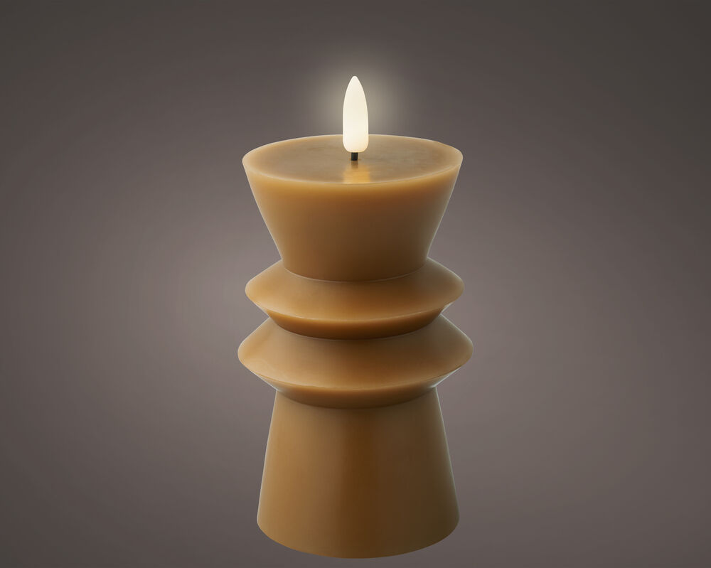 Lumineo Wax - Bruine LED Kaars - 14.7 cm - Bruin/warm wit