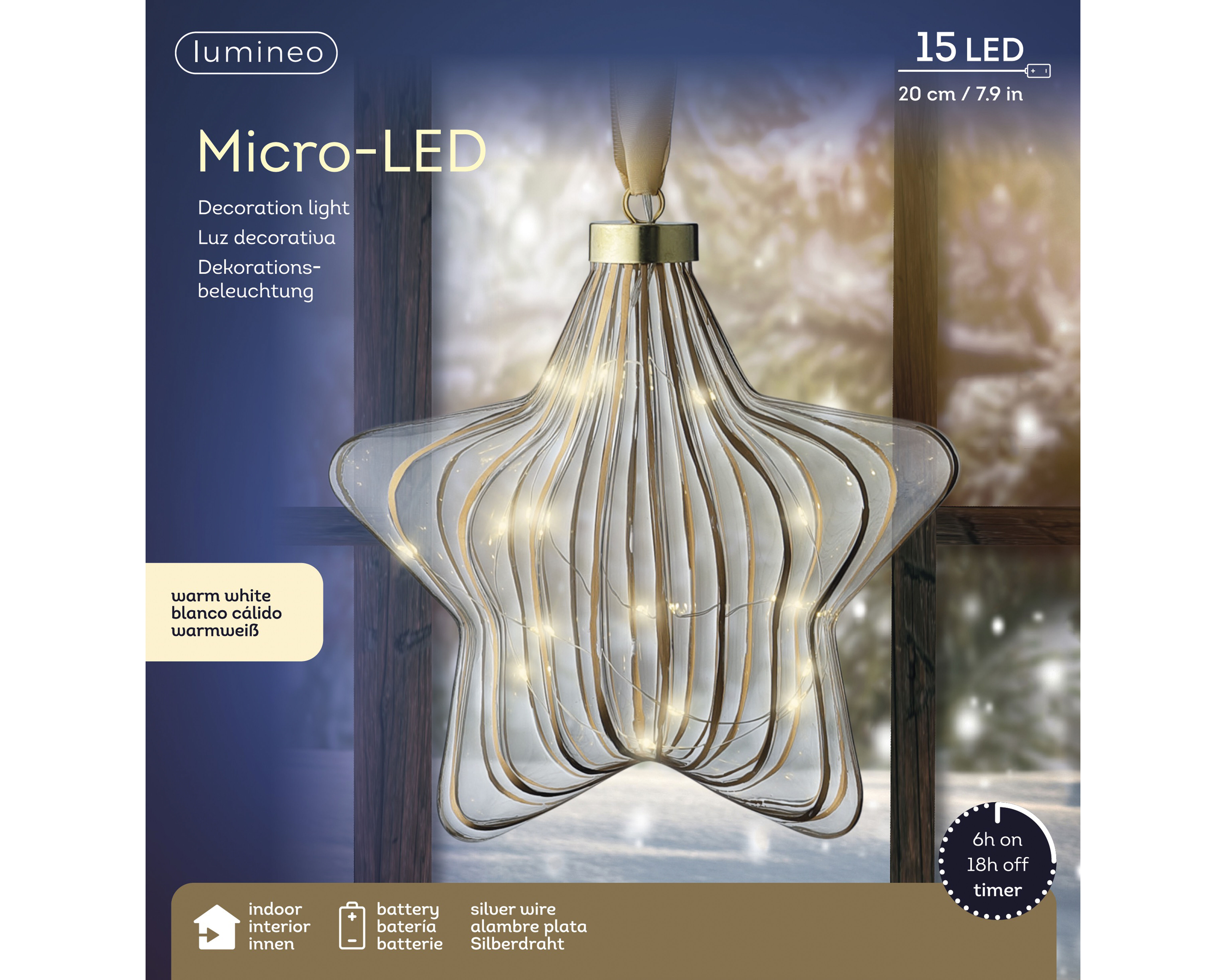 Lumineo LED Ster - Hanglamp - 15 - Wit - Warm wit