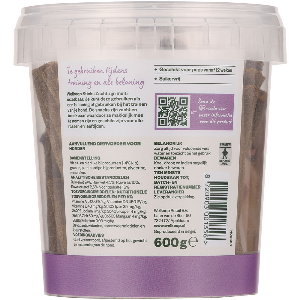 Welkoop - Sticks Zacht - 600 Gram - kip