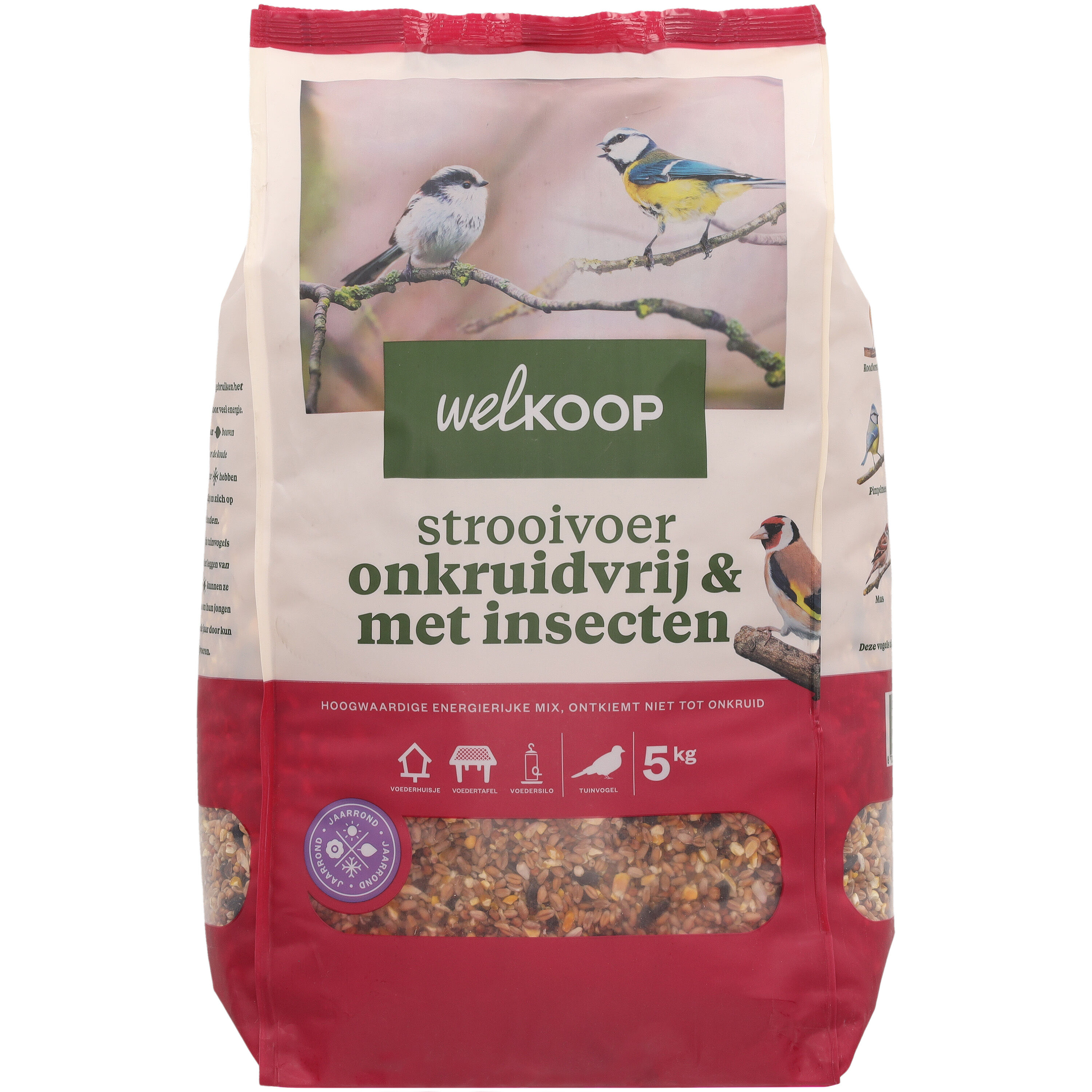 Welkoop - Strooivoer met Insecten - Onkruidvrij - Tuinvogelvoer - 5 Kilogram - insecten