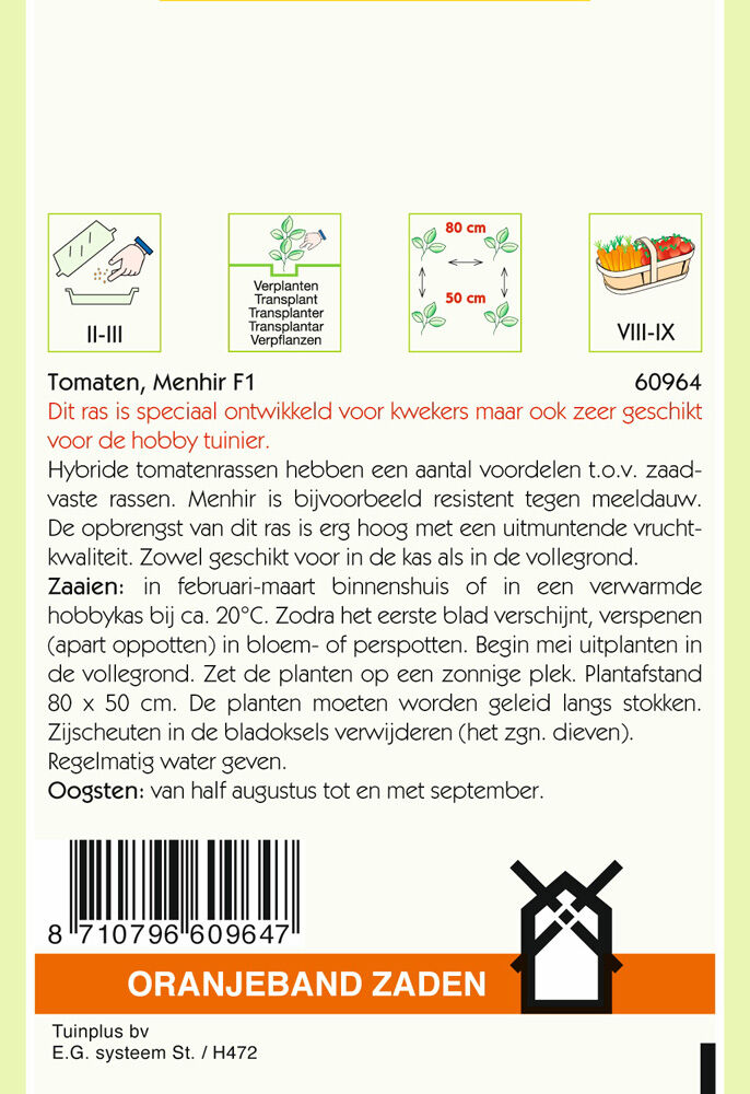 Oranjeband zaden Tomaat Fadango F1 - Groentezaden