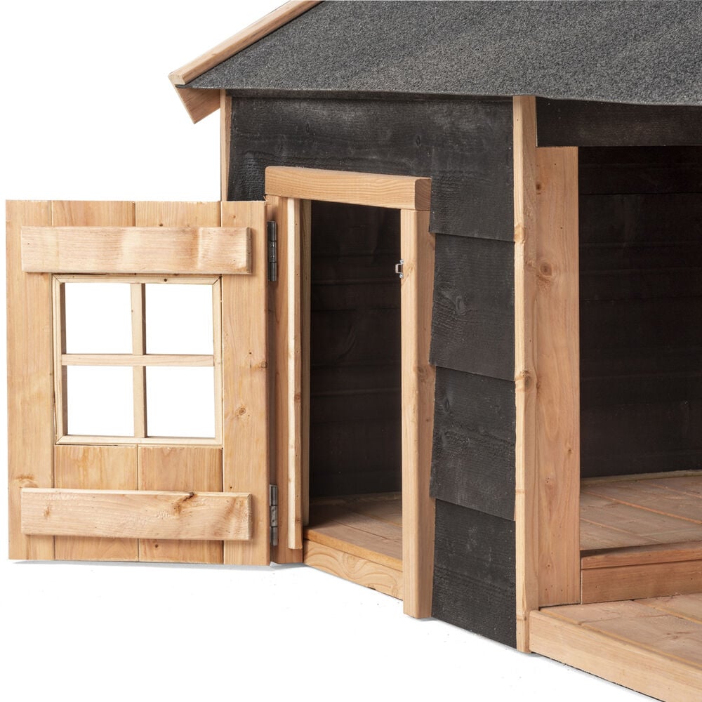 Voldux Sven - Hondenhok - Naturel / zwart - 110x113x201 cm