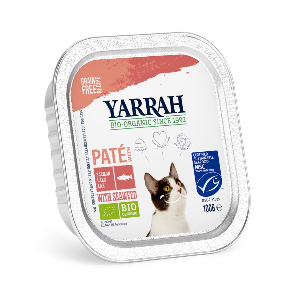 Yarrah - Biologische Kattenvoer - 100 Gram - kip, rund, zalm Yarrah - Biologische Kattenvoer - 100 Gram - kip, rund, zalm