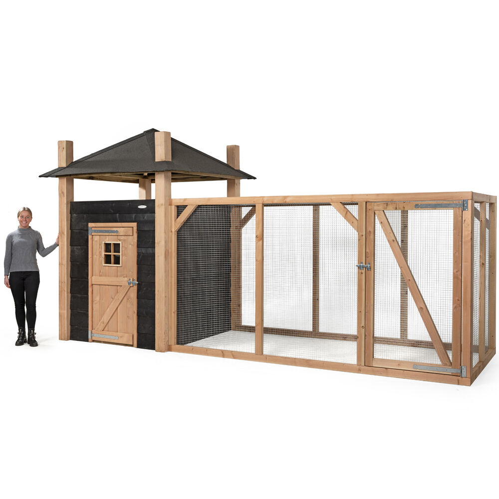 Voldux Hooiberg Niek XL - Kippenhok met ren - Naturel/zwart