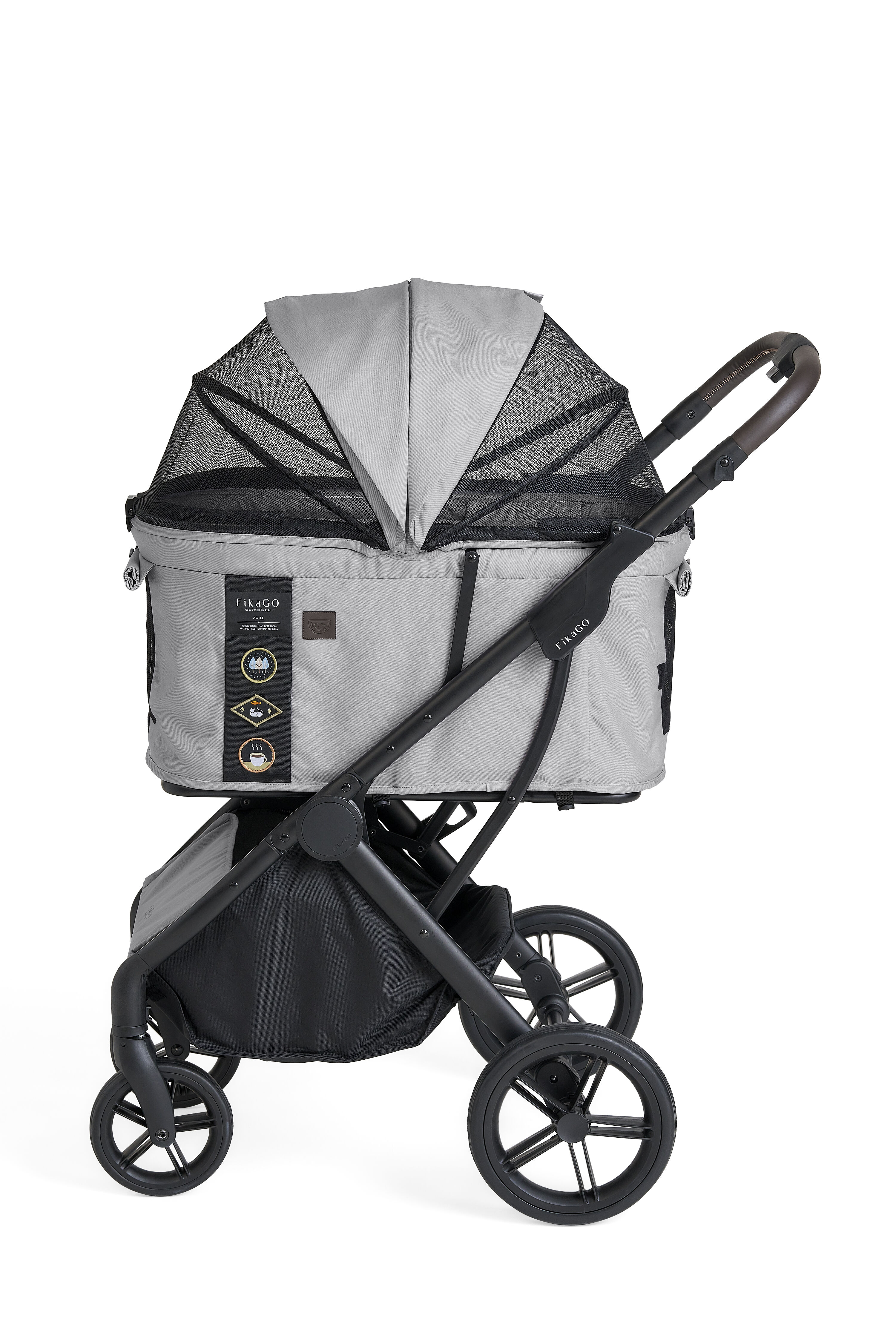 Fikago Agile 2 - tot 30 kg - Hondenbuggy - Soft Grijs - 110x97x59 cm