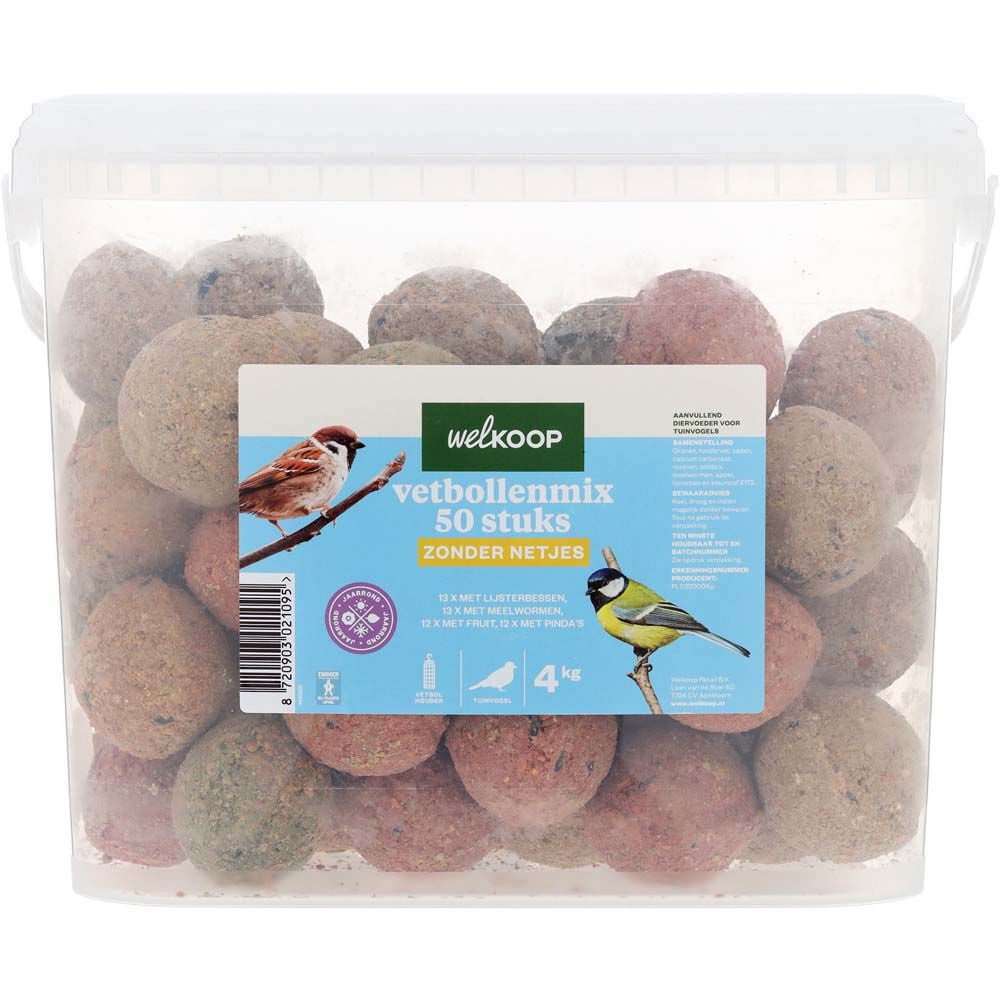 Welkoop - Vetbollenmix zonder netje - in emmer - Tuinvogelvoer Welkoop - Vetbollenmix zonder netje - in emmer - Tuinvogelvoer