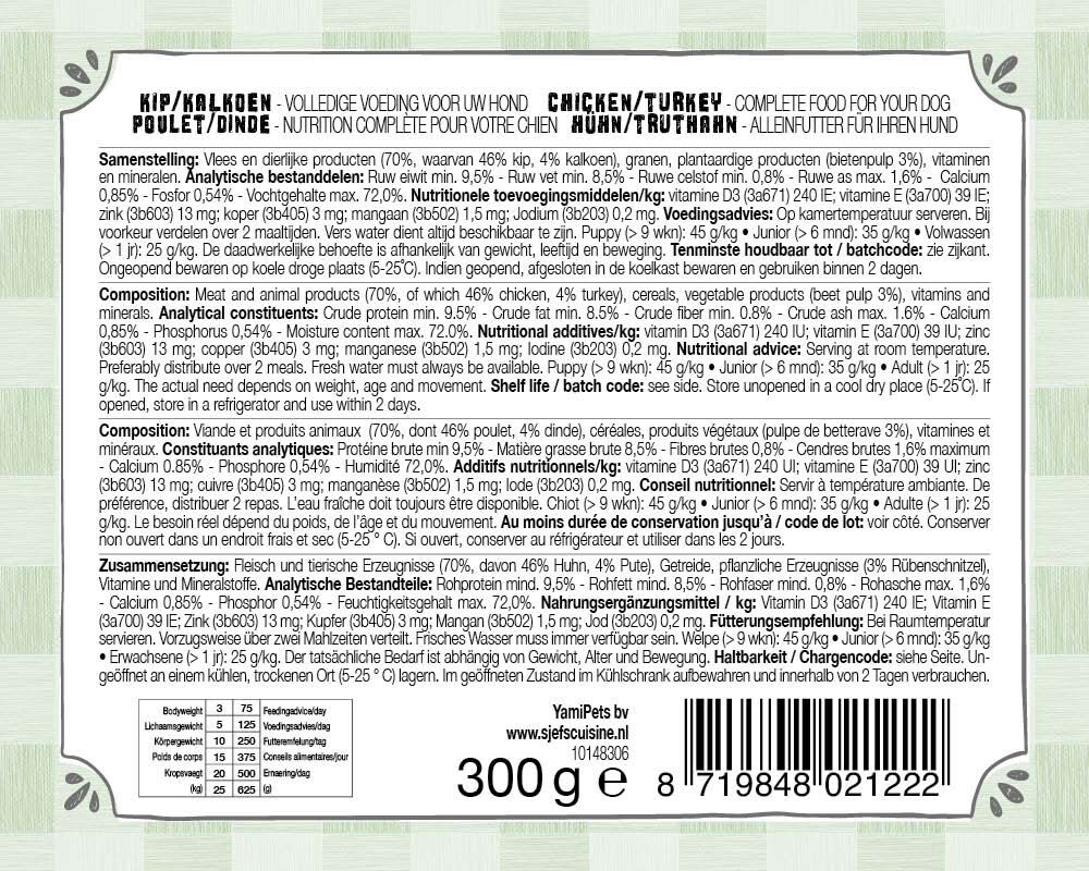 Sjef's Cuisine Special Paté - Hondenvoer - 300 Gram - kip, kalkoen