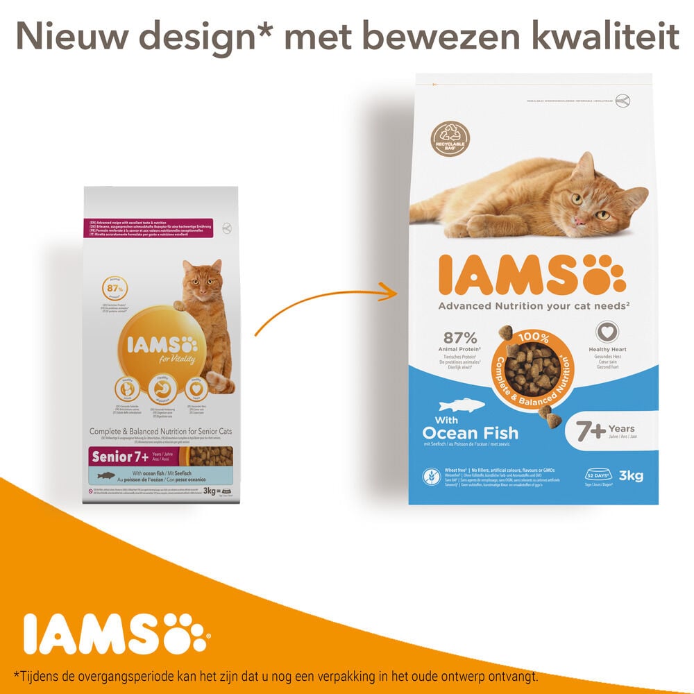 Iams Senior - Kattenvoer - 3 Kilogram - vis